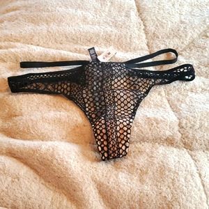 NWT NEW Victoria Secret black tanga thong